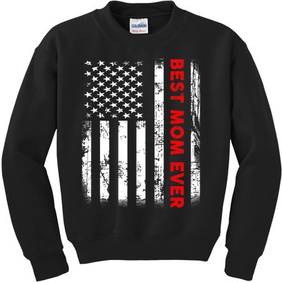 Best Mom Ever US American Flag Graphic Tee Mothers Day Kids Sweatshirt