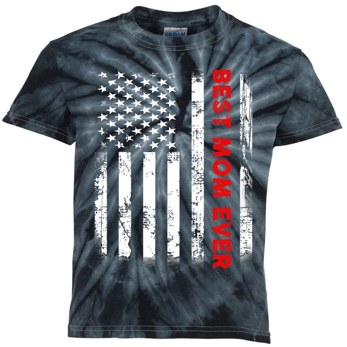 Best Mom Ever US American Flag Graphic Tee Mothers Day Kids Tie-Dye T-Shirt