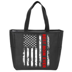 Best Mom Ever US American Flag Graphic Tee Mothers Day Zip Tote Bag