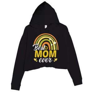 Best Mom Ever Sunflower Rainbow MotherS Day Mom Rainbow Gift Crop Fleece Hoodie