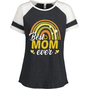 Best Mom Ever Sunflower Rainbow MotherS Day Mom Rainbow Gift Enza Ladies Jersey Colorblock Tee