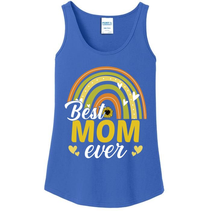 Best Mom Ever Sunflower Rainbow MotherS Day Mom Rainbow Gift Ladies Essential Tank