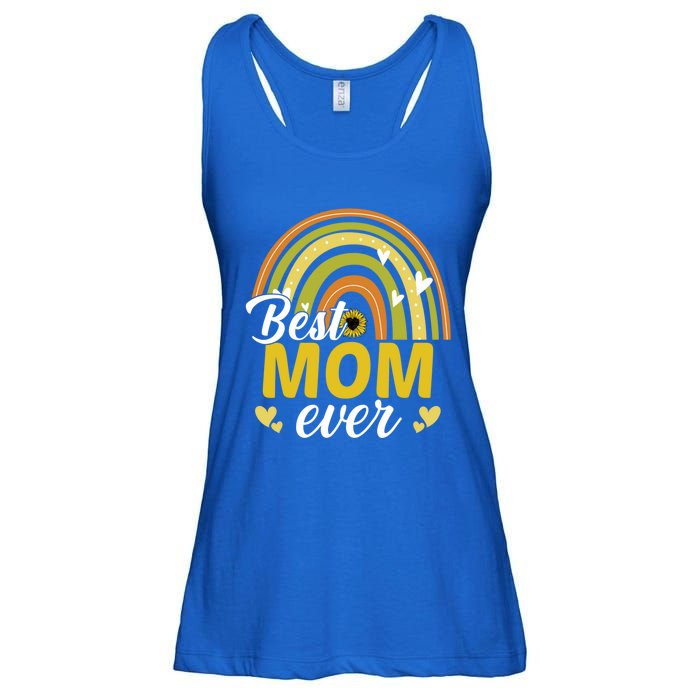 Best Mom Ever Sunflower Rainbow MotherS Day Mom Rainbow Gift Ladies Essential Flowy Tank