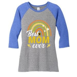 Best Mom Ever Sunflower Rainbow MotherS Day Mom Rainbow Gift Women's Tri-Blend 3/4-Sleeve Raglan Shirt