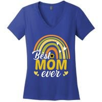 Best Mom Ever Sunflower Rainbow MotherS Day Mom Rainbow Gift Women's V-Neck T-Shirt