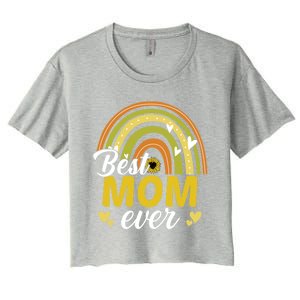 Best Mom Ever Sunflower Rainbow MotherS Day Mom Rainbow Gift Women's Crop Top Tee