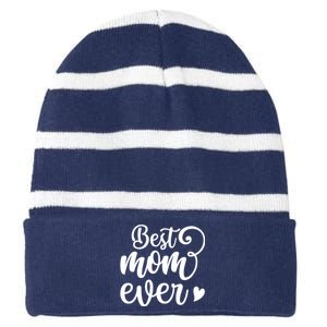 Best Mom Ever Mother's Day Gift Striped Beanie with Solid Band