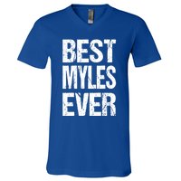 Best Myles Ever Personalized Name Custom Nickname Family Gift V-Neck T-Shirt