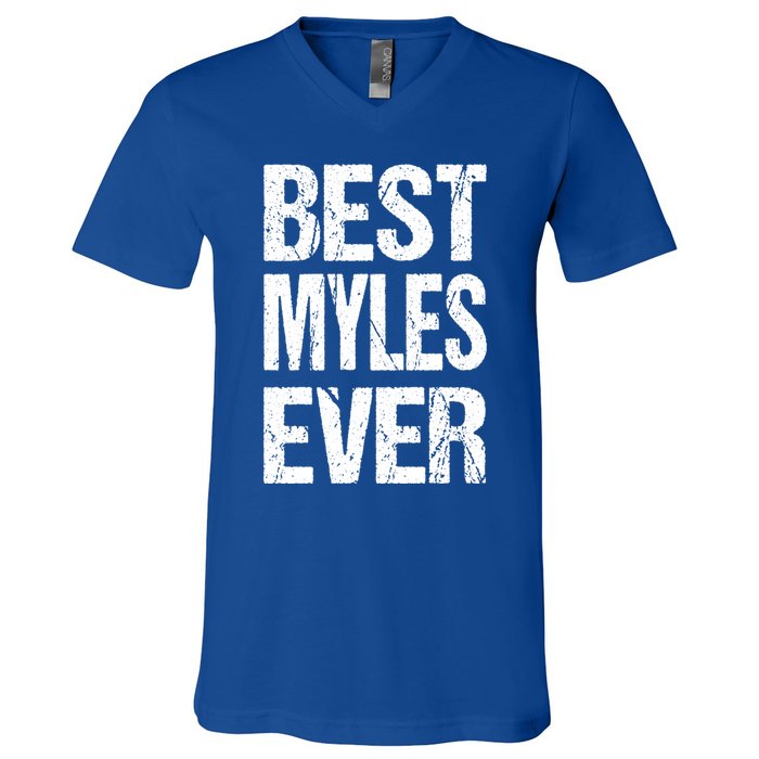 Best Myles Ever Personalized Name Custom Nickname Family Gift V-Neck T-Shirt