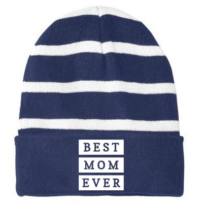 Best Mom Ever Gift For Mothers Day Striped Beanie with Solid Band