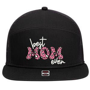 Best Mom Ever Cheetah Print Cute Gift 7 Panel Mesh Trucker Snapback Hat