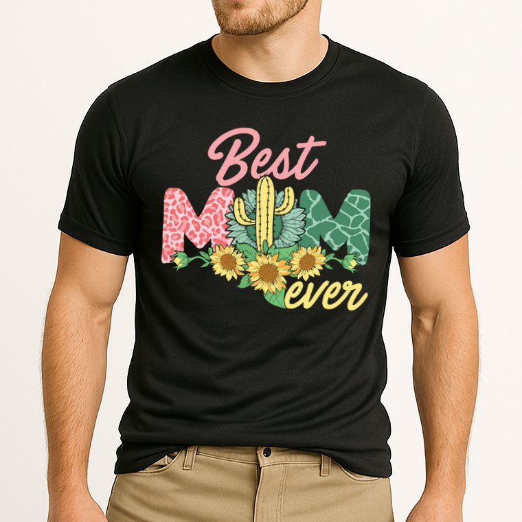 Best Mom Ever Sunflower Cactus Cute Mother's Day Cooling Performance Crew T-Shirt