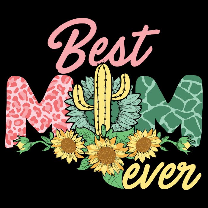 Best Mom Ever Sunflower Cactus Cute Mother's Day Cooling Performance Crew T-Shirt