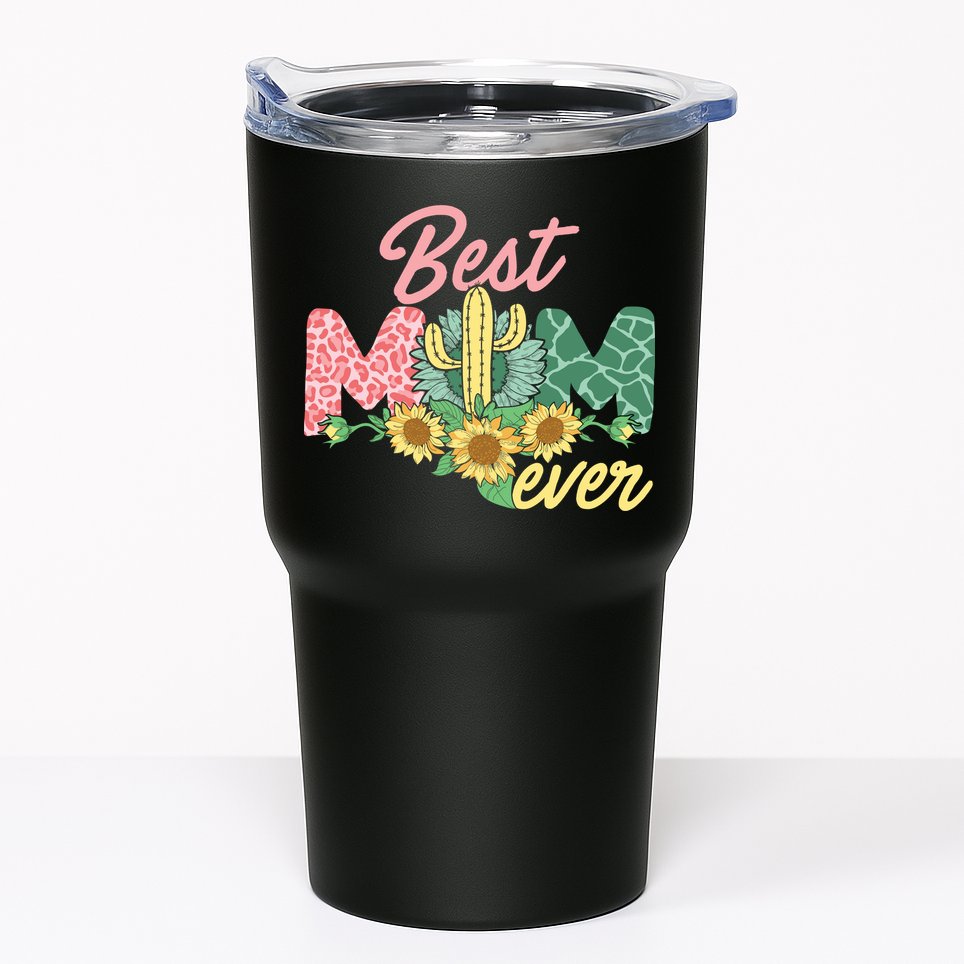 Best Mom Ever Sunflower Cactus Cute Mother's Day Tumbler
