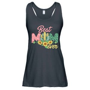 Best Mom Ever Sunflower Cactus Cute Mother's Day Ladies Essential Flowy Tank