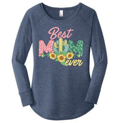 Best Mom Ever Sunflower Cactus Cute Mother's Day Women's Perfect Tri Tunic Long Sleeve Shirt