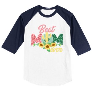 Best Mom Ever Sunflower Cactus Cute Mother's Day Baseball Sleeve Shirt