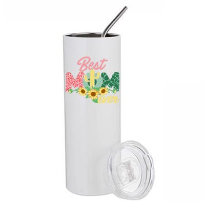 Best Mom Ever Sunflower Cactus Cute Mother's Day Stainless Steel Tumbler