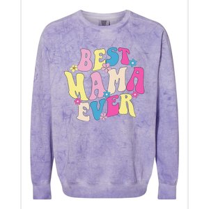 Best Mama Ever Funny Mother's Day Mommy Women Groovy Retro Colorblast Crewneck Sweatshirt