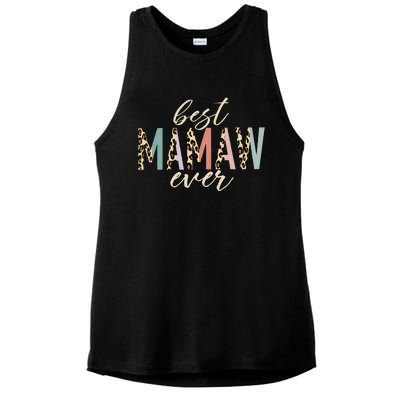 Best Mamaw Ever Gifts Leopard Print Mothers Day Ladies PosiCharge Tri-Blend Wicking Tank