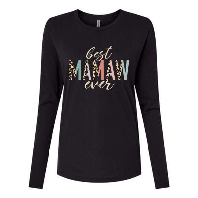 Best Mamaw Ever Gifts Leopard Print Mothers Day Womens Cotton Relaxed Long Sleeve T-Shirt