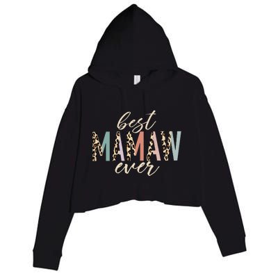 Best Mamaw Ever Gifts Leopard Print Mothers Day Crop Fleece Hoodie