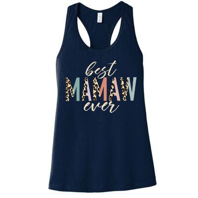 Best Mamaw Ever Gifts Leopard Print Mothers Day Women's Racerback Tank