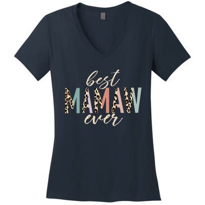 Best Mamaw Ever Gifts Leopard Print Mothers Day Women's V-Neck T-Shirt