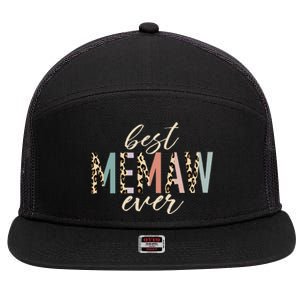 Best Memaw Ever Gifts Leopard Print Mothers Day 7 Panel Mesh Trucker Snapback Hat