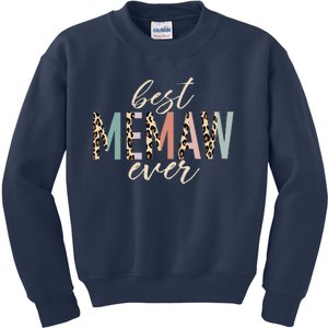 Best Memaw Ever Gifts Leopard Print Mothers Day Kids Sweatshirt