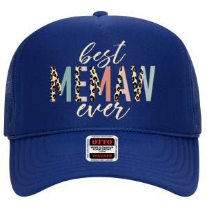 Best Memaw Ever Gifts Leopard Print Mothers Day High Crown Mesh Back Trucker Hat