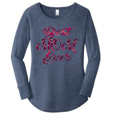 Best Mom Ever Mothers Day Stitches Pattern Design Gift Women's Perfect Tri Tunic Long Sleeve Shirt