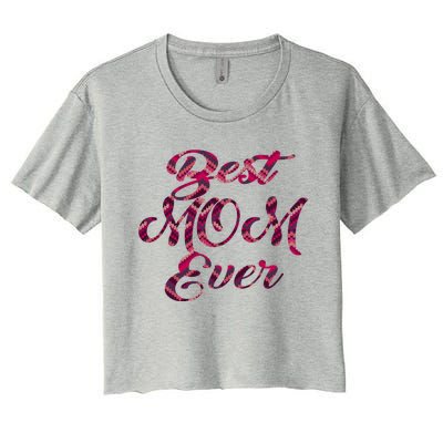 Best Mom Ever Mothers Day Stitches Pattern Design Gift Women's Crop Top Tee