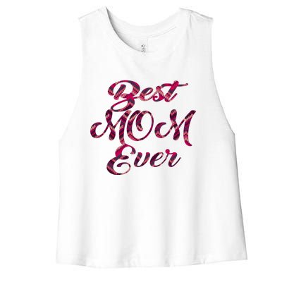 Best Mom Ever Mothers Day Stitches Pattern Design Gift Women's Racerback Cropped Tank