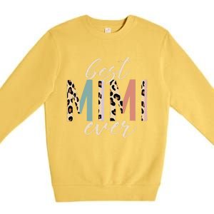 Best Mimi Ever Gifts Leopard Print Mothers Day Premium Crewneck Sweatshirt