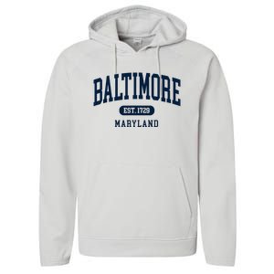 Baltimore Maryland Est 1729 Arched Varsity Text Performance Fleece Hoodie