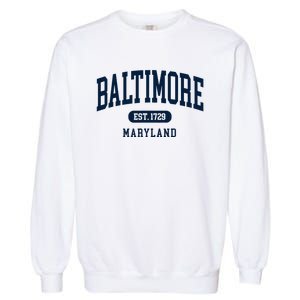 Baltimore Maryland Est 1729 Arched Varsity Text Garment-Dyed Sweatshirt