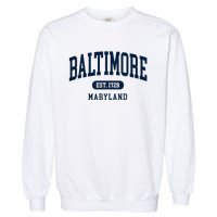 Baltimore Maryland Est 1729 Arched Varsity Text Garment-Dyed Sweatshirt