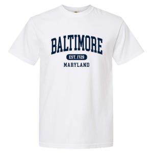 Baltimore Maryland Est 1729 Arched Varsity Text Garment-Dyed Heavyweight T-Shirt