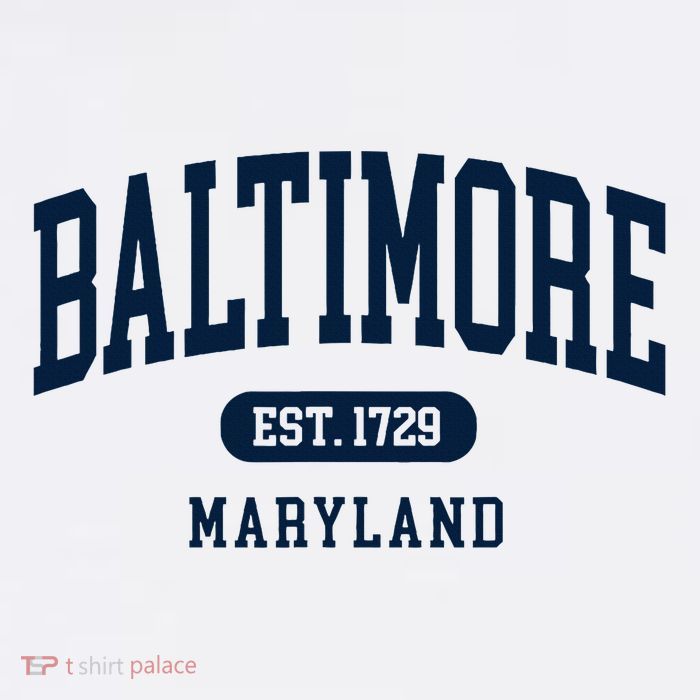 Baltimore Maryland Est 1729 Arched Varsity Text High Crown Mesh Back Trucker Hat