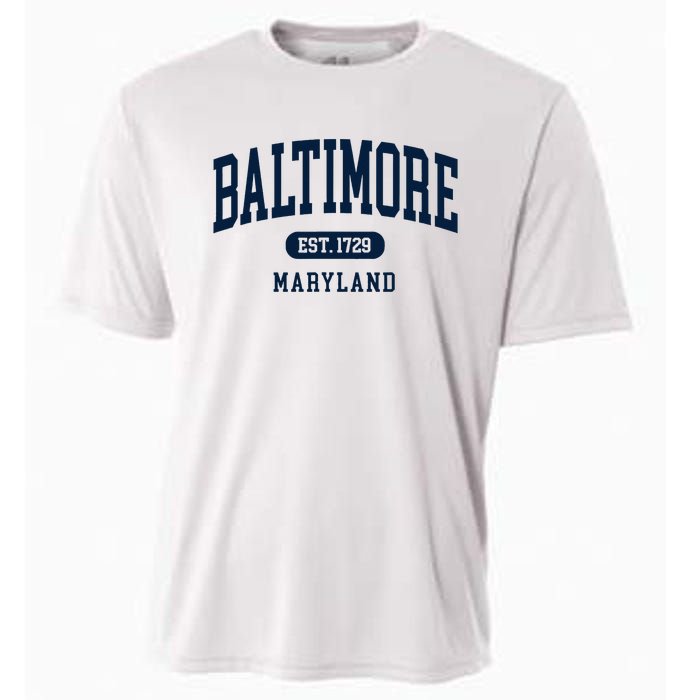 Baltimore Maryland Est 1729 Arched Varsity Text Cooling Performance Crew T-Shirt