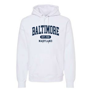 Baltimore Maryland Est 1729 Arched Varsity Text Premium Hoodie