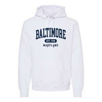 Baltimore Maryland Est 1729 Arched Varsity Text Premium Hoodie