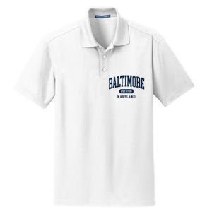 Baltimore Maryland Est 1729 Arched Varsity Text Dry Zone Grid Polo