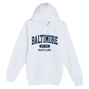 Baltimore Maryland Est 1729 Arched Varsity Text Premium Pullover Hoodie