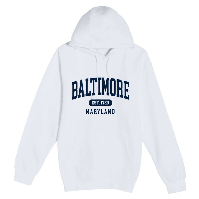 Baltimore Maryland Est 1729 Arched Varsity Text Premium Pullover Hoodie