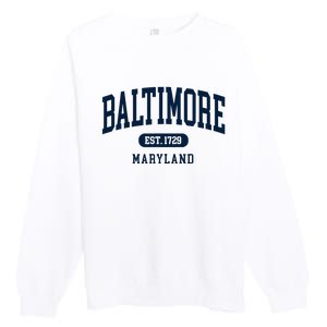 Baltimore Maryland Est 1729 Arched Varsity Text Premium Crewneck Sweatshirt