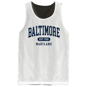 Baltimore Maryland Est 1729 Arched Varsity Text Mesh Reversible Basketball Jersey Tank