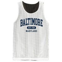 Baltimore Maryland Est 1729 Arched Varsity Text Mesh Reversible Basketball Jersey Tank