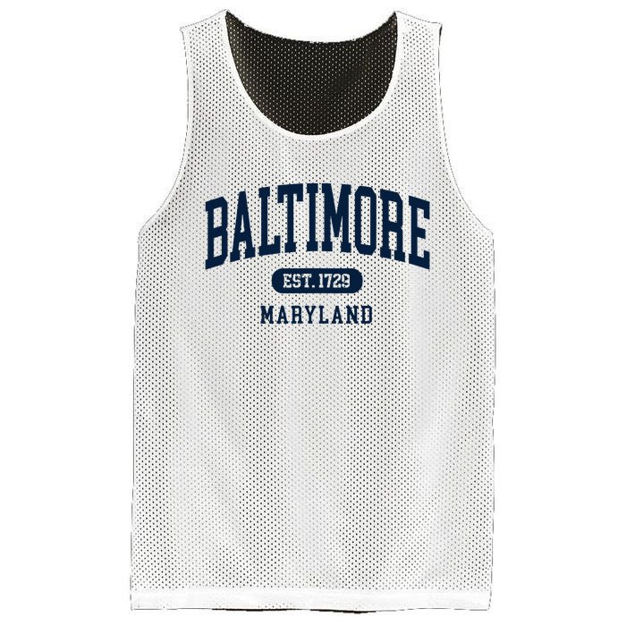 Baltimore Maryland Est 1729 Arched Varsity Text Mesh Reversible Basketball Jersey Tank